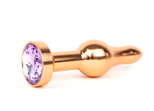 Золотая анальная пробка JEWELRY светло-фиолетовый кристалл L 10,3 см D 2,8 см - 1