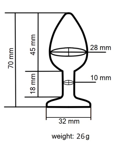 Силиконовая розовая анальная пробка с черным кристаллом EGZO Silicone Round Plug размер S - 3