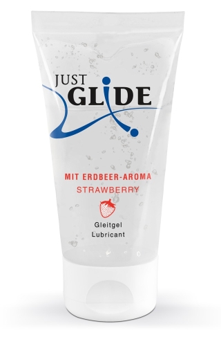 Оральный лубрикант на водной основе с клубничным ароматом и вкусом Just Glide 50 мл - 1