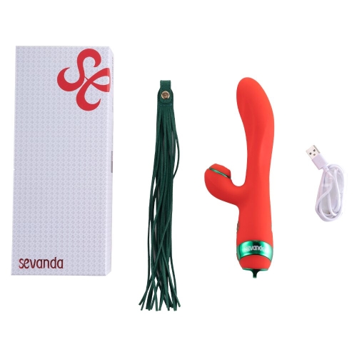 Вібратор кролик червоного кольору з флогером Lockink Sevanda Whip Vibrating Massage Wand - 9