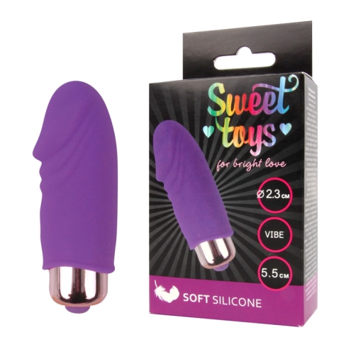 Мини вибратор с головкой силиконовый для клитора SWEET TOYS фиолетовый L 5,5 см D 2,3 см со съемной вибропулей - 4