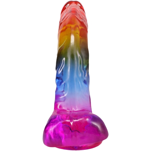 Фаллоимитатор реалистичный на присоске радужный Doc Johnson Crystal Jellies - 9.5 - 3