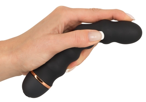 Вибратор со стимулирующим рельефом черного цвета Bendy Wavy Vibrator - 4