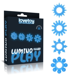 Кольца для пениса эрекционные голубые Lovetoy Lumino Play