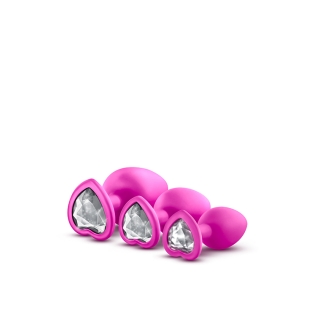 Набір анальних пробок рожевого кольору з кристалом LUXE BLING PLUGS TRAINING KIT