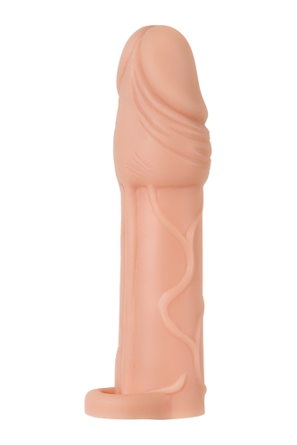 Насадка на член реалістична з петлею тілесного кольору Adam &amp;amp; Eve True Feel Extension Flesh розмір XL - 8