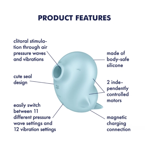 Вакуумный клиторальный стимулятор голубого цвета Satisfyer Sassy Seal - 4