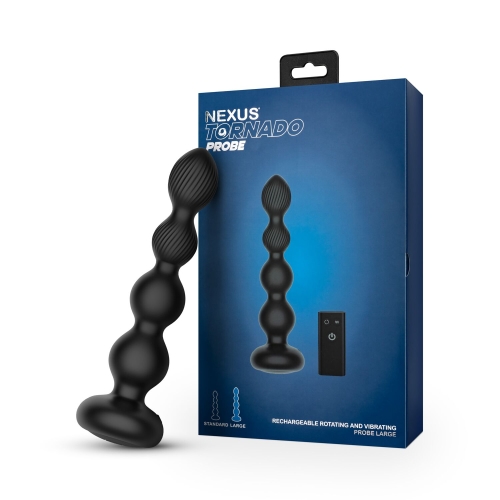 Анальный вибратор шарообразный черного цвета Nexus Tornado Probe Edition размер Large - 6