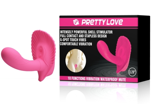 Вібробабочка з стимулятором клітора і точки джі з пультом ДУ PRETTY LOVE Powerful Shell Stimulator - 9