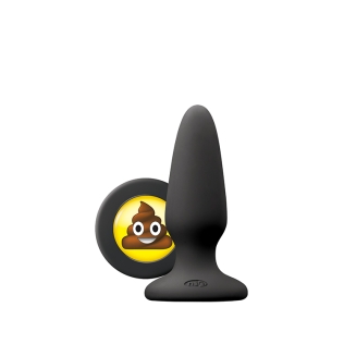 Анальний силіконовий затор чорного кольору із заглушкою смайликом NS Novelties Mojis sht medium