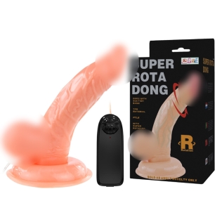 Вібратор реалістичний на присоску з обертанням бежевий Super rota dong