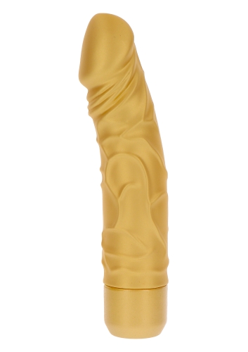 Вібратор великий реалістичний золотистого кольору Toy Joy Gold Dicker довжина 201 мм - 6