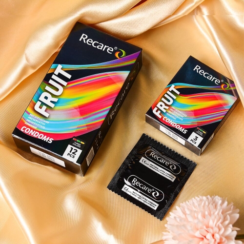 Презервативы ароматы мята банан и клубника Recare Color Fruit Flavour Condoms Holographic 12 штук - 5