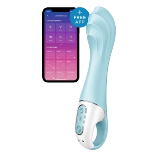 Вибратор для точки G с управлением со смартфона голубого цвета Satisfyer Air Pump Vibrator 5+