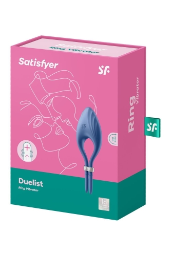 Эрекционное виброкольцо для пениса синего цвета Satisfyer Duelist - 6