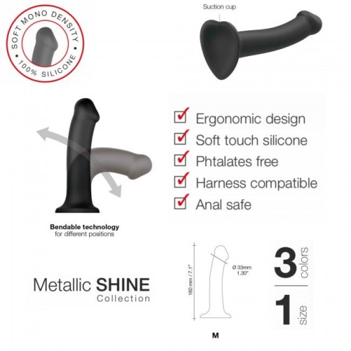 Насадка для страпона силіконова фіолетова Strap-On-Me Mono density Dildo m діам 3,3 см - 5