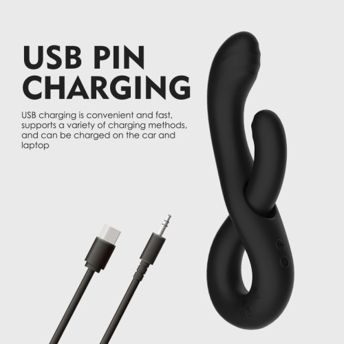 Вібратор для точки G та з відростком для клітора чорний Winyi Judy Deformable Vibrator - 2
