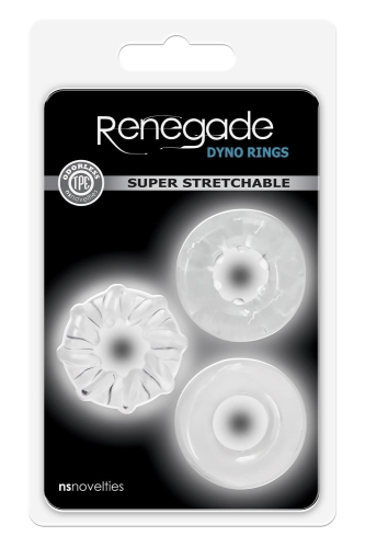 Набір ерекційних кілець на член прозорі NS Novelties Renegade 3 штуки - 3