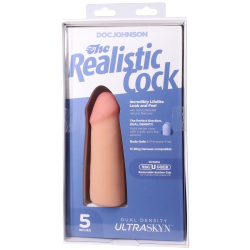 Фаллоимитатор реалистичный на присоске телесный Doc Johnson The Realistic Cock ULTRASKYN - 5 Inch Vanilla - 9