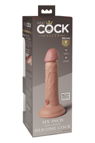 Реалістичний силіконовий фалоімітатор на присосці бежевий Pipedream King Cock Elite - 6