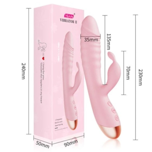 Вагинально клиторальный вибратор кролик с режимом фрикций розовый Cottelli Collection Yeain - 2