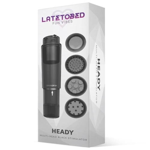 Мини вибратор для клитора с насадками черный Latetobed Heady Stimulator Multi-head - 2