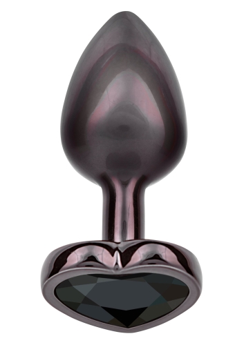 Анальна пробка з камінчиком у формі серця чорна CalExotics Diamond Heart Plug - 1