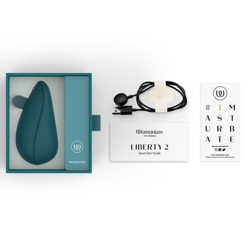 Вакуумний кліторальний стимулятор силіконовий зеленого кольору Womanizer Liberty 2 - 7