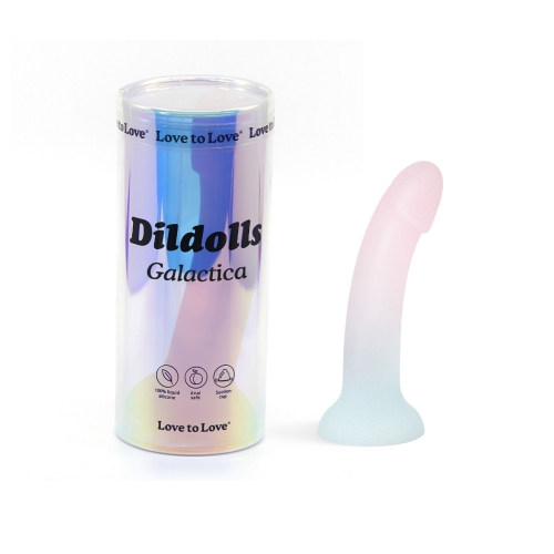 Дилдо с градиентом и блестками ультрамягкий розово-голубой Love To Love Dildolls Galactica - 4