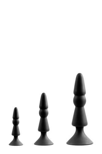 Набір анальних плагів конусні чорні MENZSTUFF 3-PIECE - 1