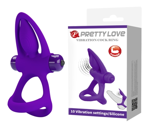 Эрекционное виброкольцо на член силиконовое фиолетового цвета Lybaile Pretty Love - 1