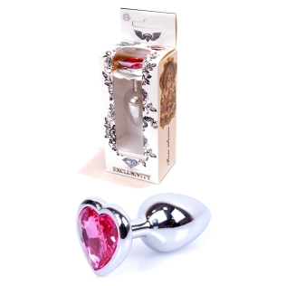 Анальна пробка із кристалом у вигляді серця рожевого кольору BOSS of TOYS Jewellery plug