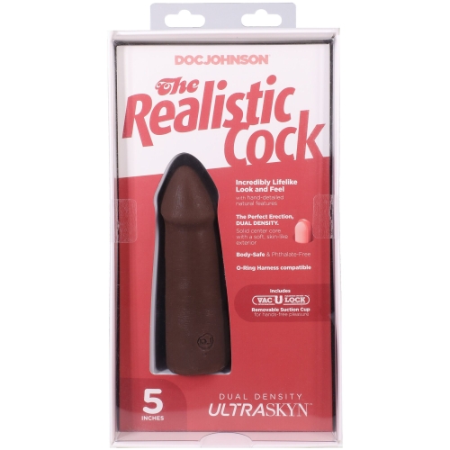Фаллоимитатор реалистичный на присоске коричневый Doc Johnson The Realistic Cock ULTRASKYN - 5 Inch Chocolate - 9