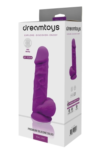 Фалоімітатор із мошонкою на присосці термопластичний фіолетовий Dream Toys Real Love - 5