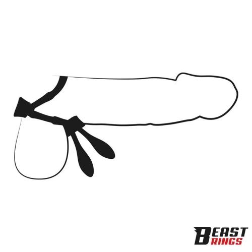 Эрекционная петля на член силиконовая черная Intoyou Double Lasso Adjustable Silicone Cock Ring - 2