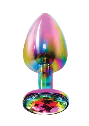 Анальная пробка металлическая средняя Twilight Booty Jewel Toy Joy радужная М - 2
