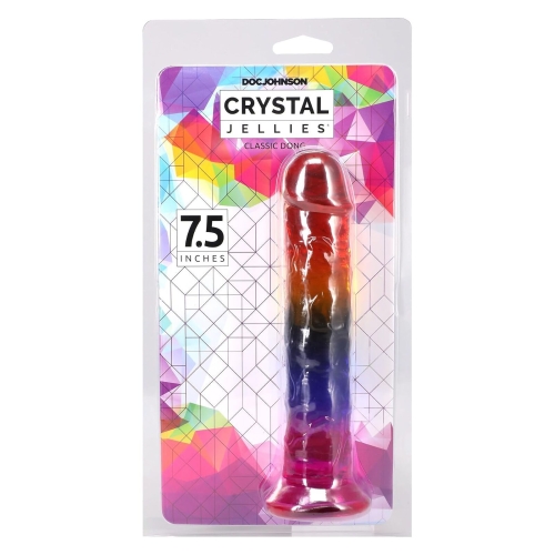 Фаллоимитатор реалистичный на присоске радужный Doc Johnson Crystal Jellies - 7.5 Inch - 5