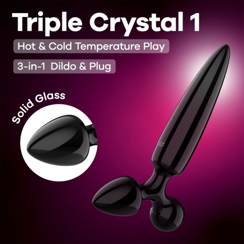 Трехсторонний стеклянный дилдо черный Satisfyer Triple Crystal 1 - 6