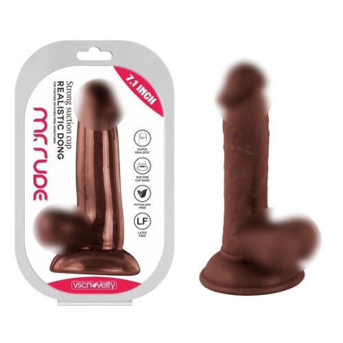 Фаллоимитатор реалистик на присоске Realistic Dong Brown Mr. Rude 7.1 коричневый - 1