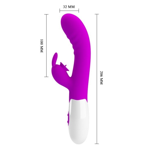 Вибратор-кролик с отростком для клитора розовый Pretty Love CERBERUS RABBIT VIBRATOR - 4