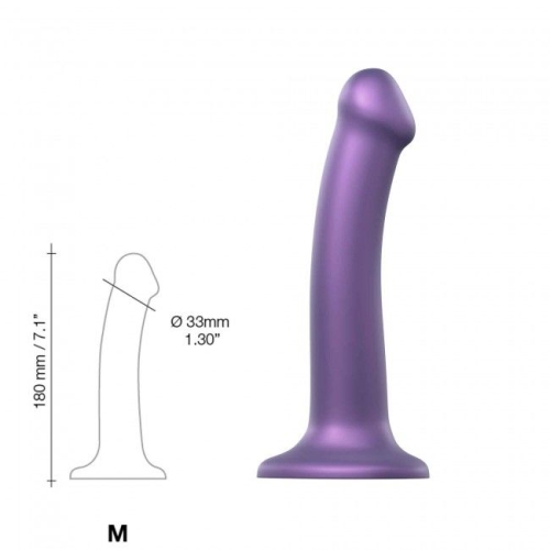 Насадка для страпона силіконова фіолетова Strap-On-Me Mono density Dildo m діам 3,3 см - 3