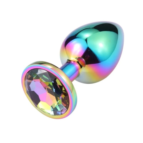 Анальна пробка хамелеон із стразиком Jewelled Secret Butt Plug Rainbow Large - 3