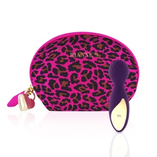 Мини вибромассажер Ванд для интимных мест Rianne S Lovely Leopard Purple c косметичкой-чехол