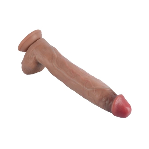 Фалоімітатор реалістичний на присосці силіконовий тілесний Vscnovelty 11.5”Dual-Layered Nature-Feel Silicone Dildo - 2