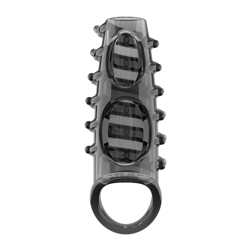 Стимулююча насадка на член з петлею та пухирцями чорна Meleon - Sea Dragon Locking Sleeve - 7