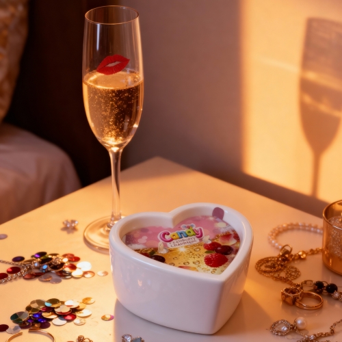 Массажная свеча в форме сердца с ароматом шампанского с клюквой Candy Cranberry Champagne 70 мл - 7