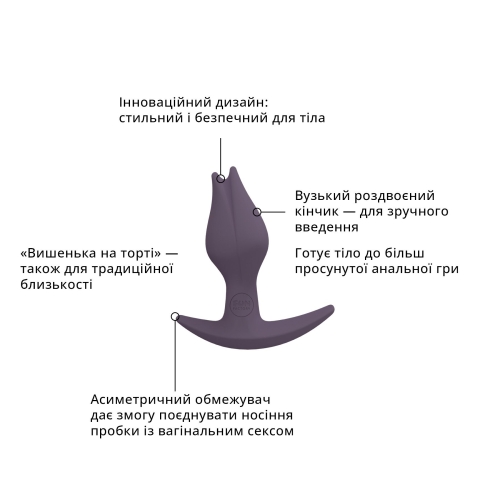 Анальна пробка у вигляді бутона з медичного силікону преміум якості фіолетова Fun Factory Bootie fem - 3