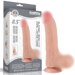 Фаллоимитатор реалистичный на присоске Sliding Skin Dual Layer Dong Flesh 8.5 телесный