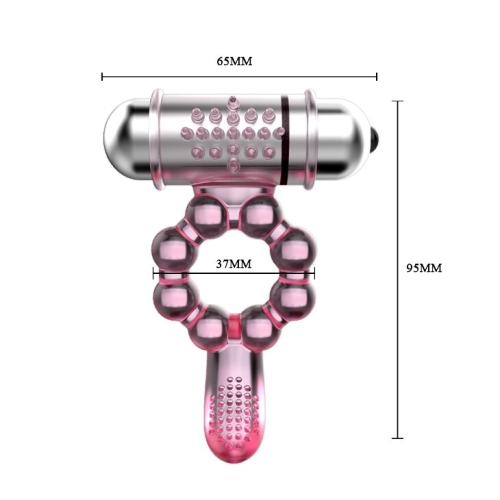 Ерекційне кільце з вібрацією і стимуляцією клітора Lybaile Pleasure tongue Ring - 5
