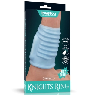 Вибронасадка на член ребристая голубого цвета Lovetoy Spiral Knights 